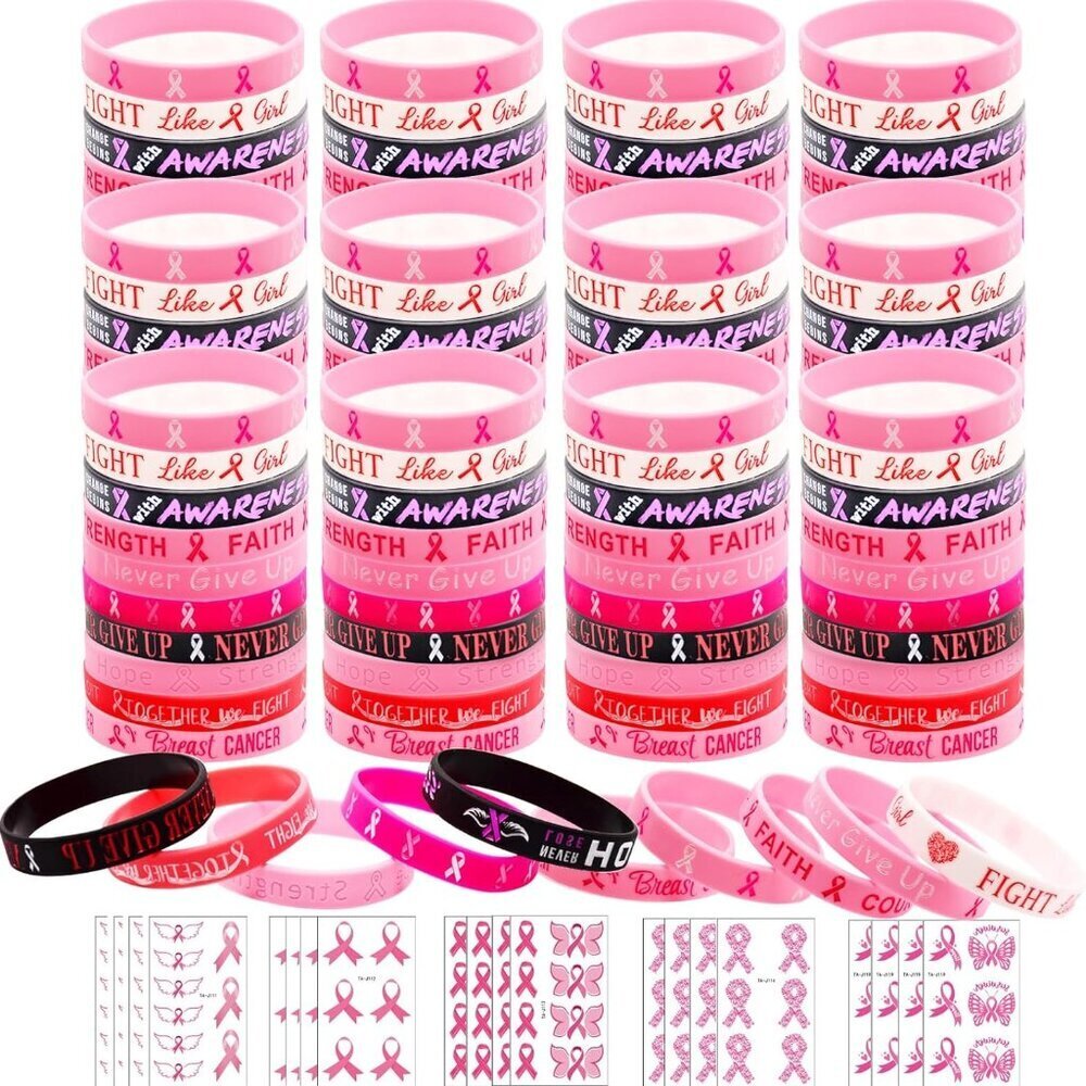Breast Cancer Awareness Accessories Silicone Bracelets Stickers Women